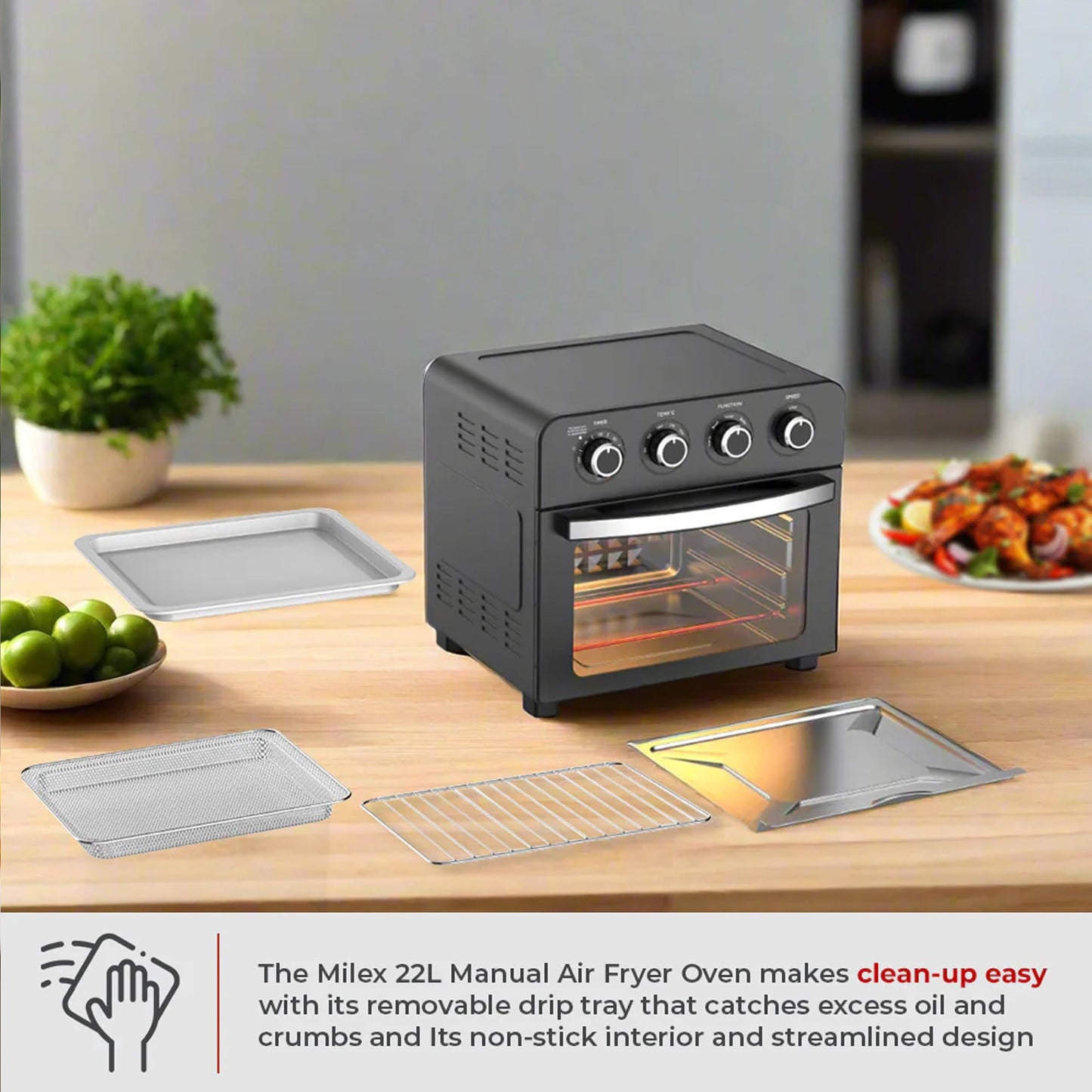 Milex  Manual Air Fryer Oven Black